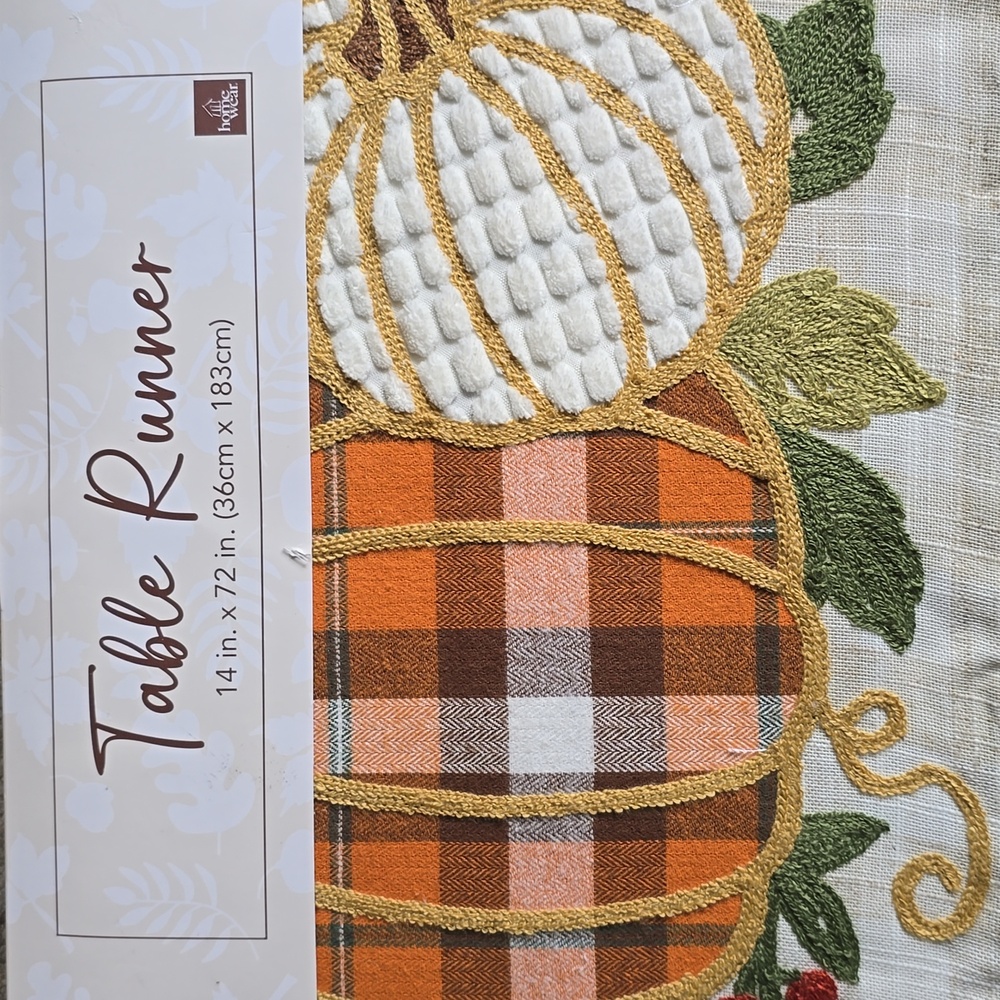 HOMEWEAR BRAND FALL TABLE RUNNER " GATHER"  14" X 72"